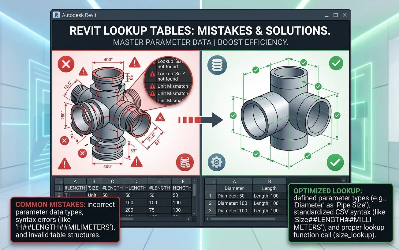 Imagen de portada: cuadro de error de Revit y una tabla de búsqueda