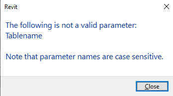 Error de parámetro no válido